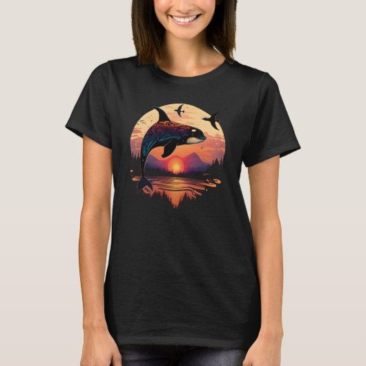 T-shirt Colourful mystical orca whale watching dolphin pot (Devant)