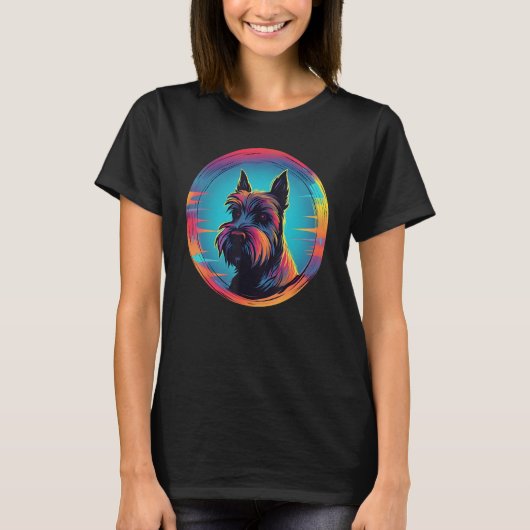 T-shirt Colourful Scottish Terrier Dog Dad Mom Graffity (Devant)
