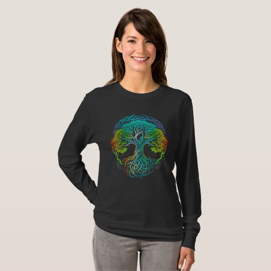 T-shirt Colourful Unique Tree Celtic Tree Of Life (Devant entier)