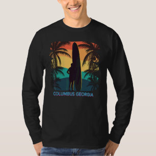 T-shirt Columbus Georgia Ga Palm Tree Surfer Surfer Sur