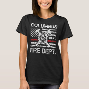 T-shirt Columbus Ohio Fire Department Mince Red Line Logo