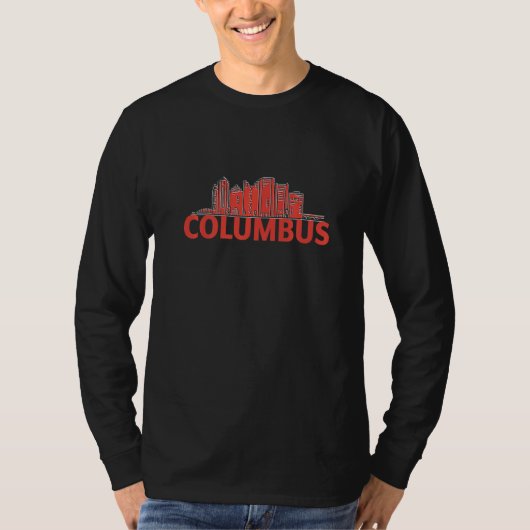 T-shirt Columbus Ohio USA City Skyline Silhouette Outline  (Devant)