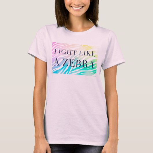 T-shirt combat comme une pièce en t d'arc-en-ciel de zèbre (Devant)