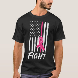T-shirt Combat de conscience de cancer du sein de drapeau