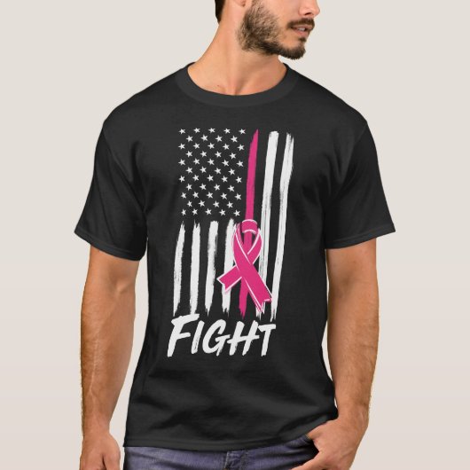 T-shirt Combat de conscience de cancer du sein de drapeau (Devant)