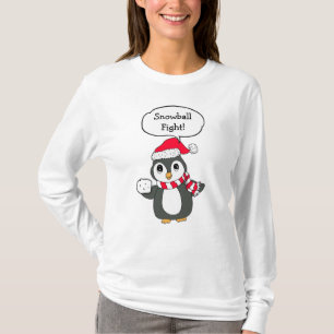 T-shirt Combat de snowball, Noël mignon Pingouin vacances