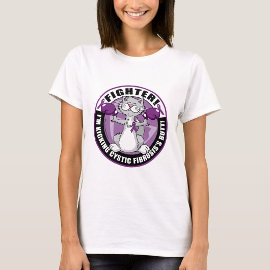 T-shirt Combattant de chat de mucoviscidose (Devant)