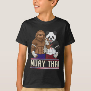 T-shirt Combattant de kickboxing Muay Thai Sloth Panda