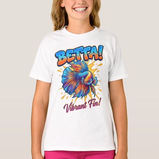 T-shirt Combattant de Poisson Coloré – Éclaboussur (Devant)