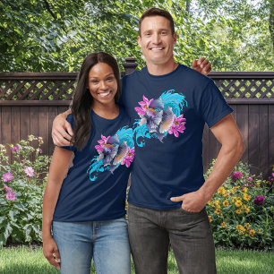 T-shirt Combattant du Siam Vagues de Lotus Bleu