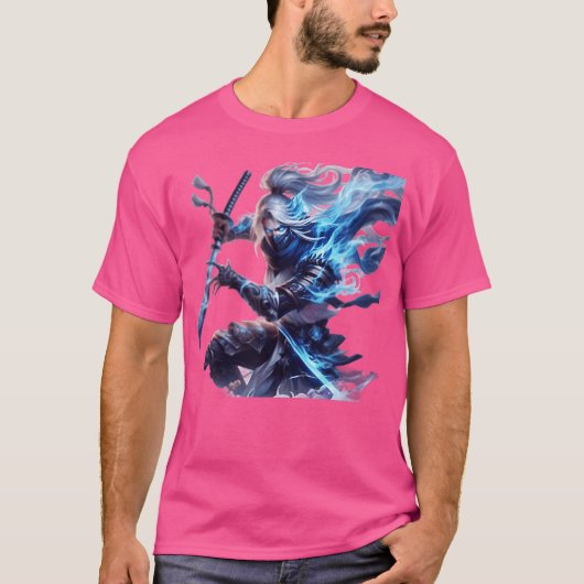 T-shirt Combattant médiéval d'épée d'anime drôle (Devant)