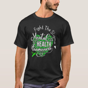 T-shirt Combattons la stigmatisation Ruban vert de sensibi