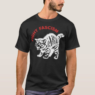 T-shirt Combattons le Fascisme Chat Furieux Drôle