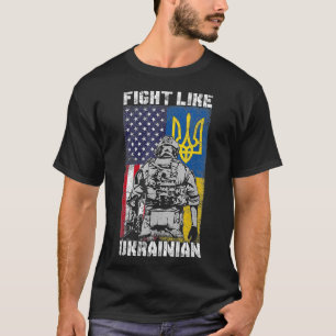 T-shirt Combattre Comme Ukrainien Américain Drapeaux Ukrai
