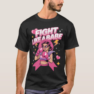 T-shirt Combattre Comme Un Bébé Rose Boxe Cerveau Cancer d