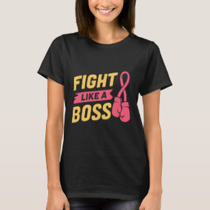 T-shirt Combattre Comme Un Boss Pink Ribbon Boxe Cancer Du