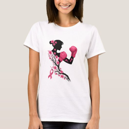 T-shirt Combattre comme une fille - Boxe Sensibilisation a (Devant)