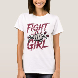T-shirt Combattre Comme Une Fille Sensibilisation au cance