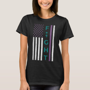 T-shirt Combattre le drapeau point-virgule Suicide Sensibi