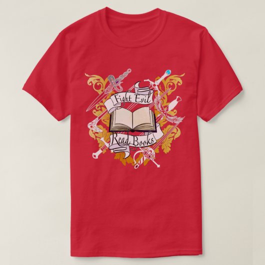 T-shirt Combattre le mal lire des livres (Design devant)