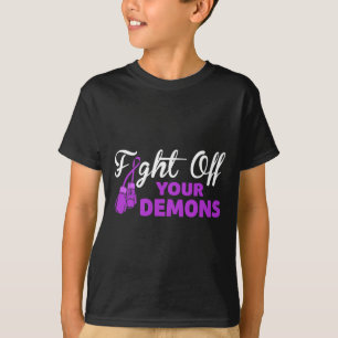 T-shirt Combattre vos démons Gants de boxe en ruban violet