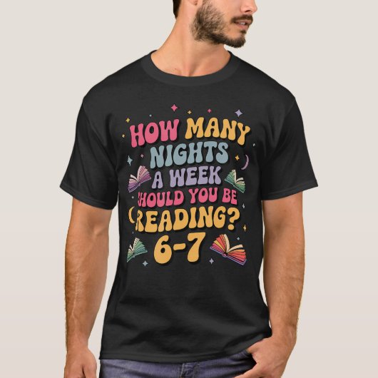 T-shirt Combien de nuits de lecture 67 Meme Six Seven Ense (Devant)