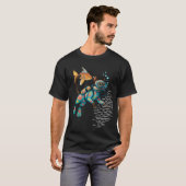 T-shirt Combinaison de plongée florale Scuba Cat (Devant entier)