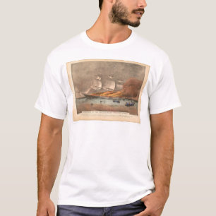 T-shirt Combustion du bateau de tondeuse "lumière d'or"