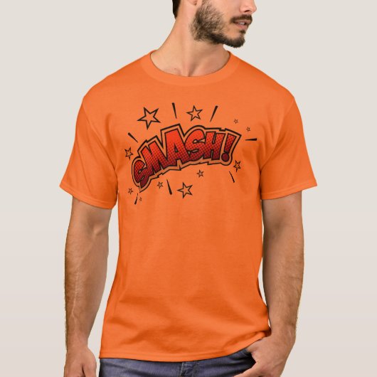 T-shirt Comic Book Art Smash EXclamation Orange (Devant)