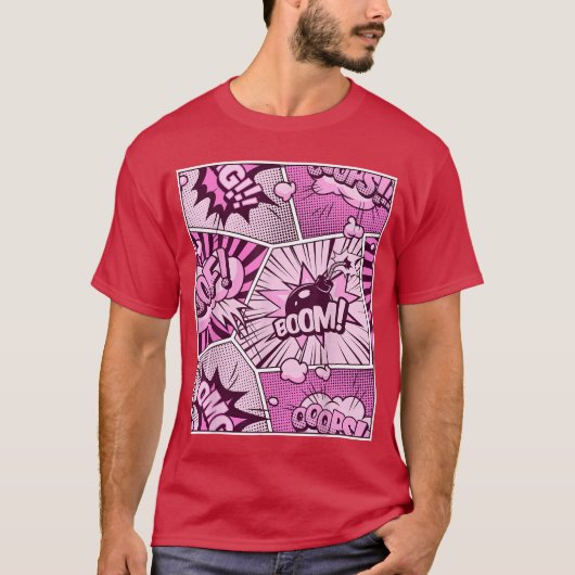 T-shirt Comic Book Pink Color Graphic (Devant)