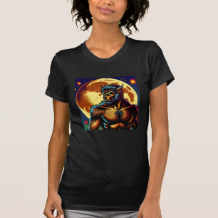 T-shirt Comic Book Style Werewolf devant la Pleine lune