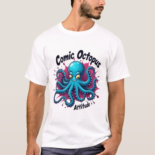T-shirt Comic Octopus : Attitude amusante et ironique de l (Devant)