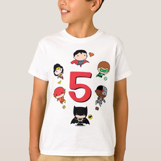 T-shirt Comics DC | Justice League - Anniversaire de Chibi (Devant)