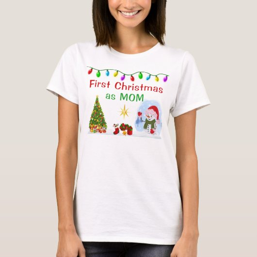 T-shirt Commande spéciale, premier Noël en tant que maman (Devant)