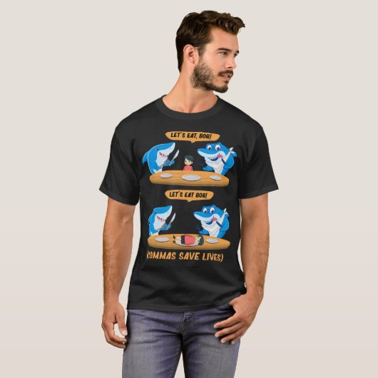 T-shirt Commas Ponctuation Requin Mange Bob Funny Engli (Devant entier)