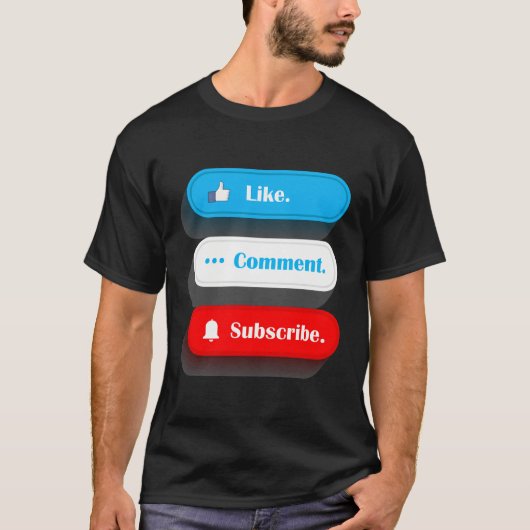 T-shirt Comme Commentaire S'Abonner Vlogger Social Media B (Devant)