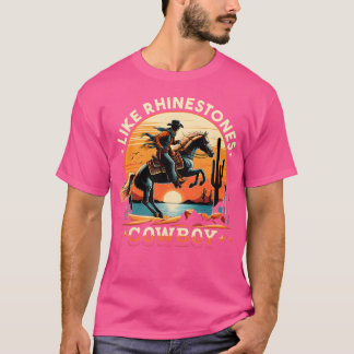T-shirt Comme Rhinestones Cowboy Western Cowboy Horaires