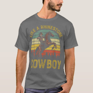 T-shirt Comme Un Cowboy De Rhinestone Vintage Western Rode