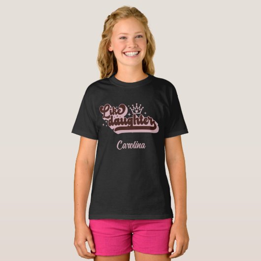 T-shirt Comme une fille | Matching Maman and Kid - Noir (Devant entier)