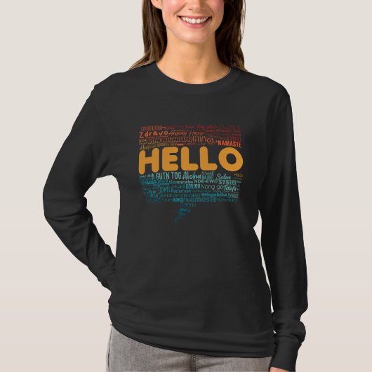 T-shirt Commencez par Hello Different World Language Learn (Devant)