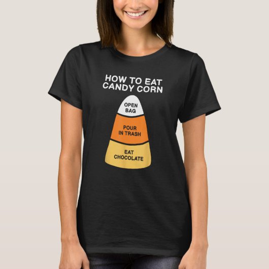 T-shirt Comment Manger Corn Bonbons Drôle Halloween (Devant)