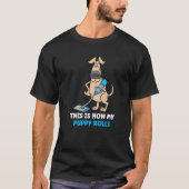 T-shirt Comment mon chiot roule Vacuum Cleaner pour chien (Devant)