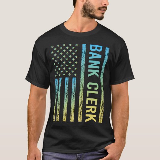 T-shirt Commis de banque bleu jaune (Devant)