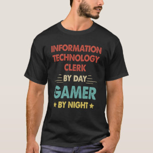 T-shirt Commis Informatique Par Joueur De Jour Par Nuit