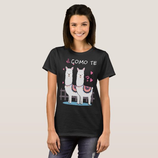 T-shirt Como Te Llamas Funny Llama Plaisanterie espagnole (Devant entier)