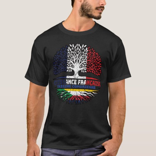 T-shirt Comores Comorien France Arbre Drapeau (Devant)