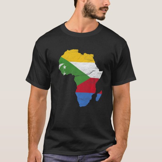 T-shirt Comores Drapeau Afrique Continent Silhouette Cadea (Devant)