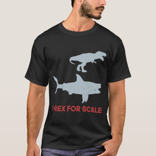 T-shirt Comparaison de Megalodon Shark Rex Dinosaur (Devant)