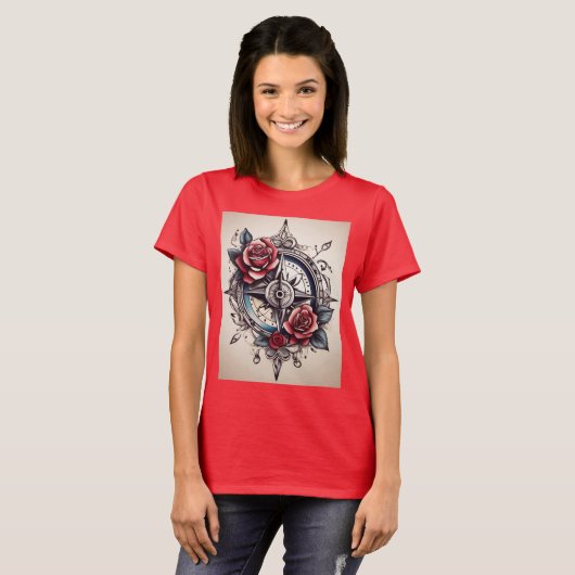 T-shirt Compas rose : Naviguez dans votre style avec une s (Devant entier)