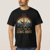 T-shirt Compass Camping Tee – Always Take The Scenic Route (Devant)